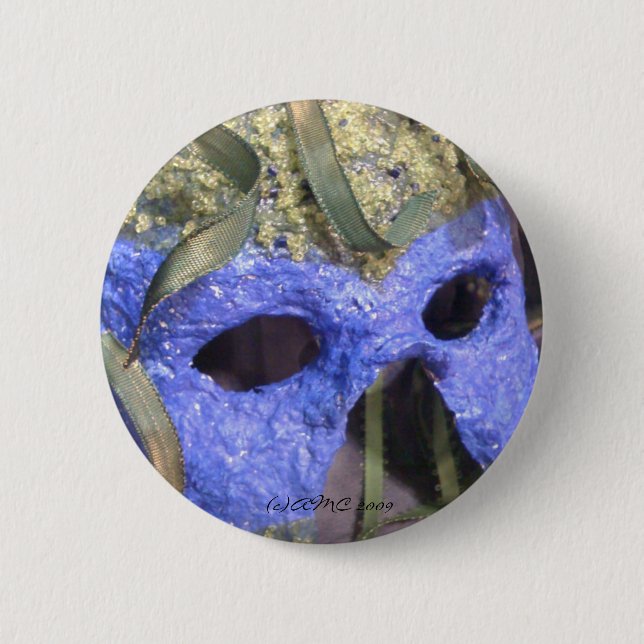 Badge Rond 5 Cm Bouton bleu de masque (Devant)