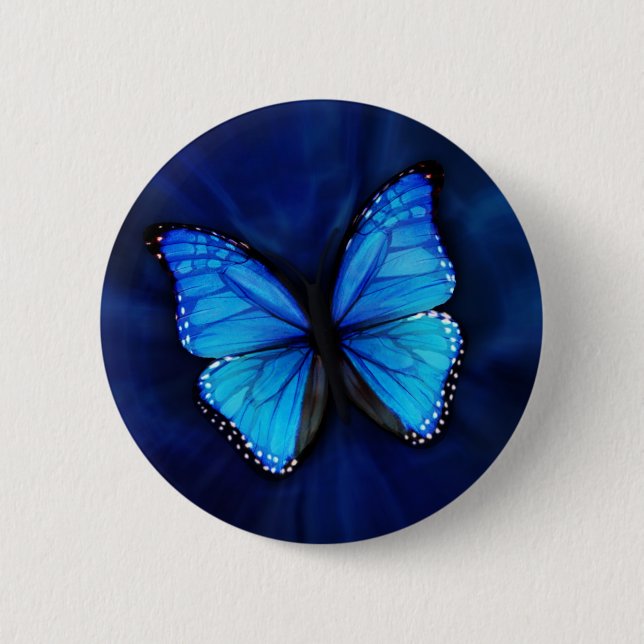 Badge Rond 5 Cm Bouton bleu de papillon (Devant)