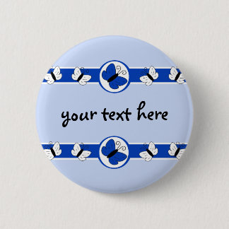 Badge Rond 5 Cm Bouton bleu de papillons