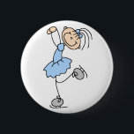 Badge Rond 5 Cm Bouton bleu de patineur artistique<br><div class="desc">Un patineur artistique de petite fille dans une robe bleue patine et danse sa manière dans votre coeur sur ce bouton personnalisable adorable.</div>