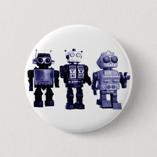 Badge Rond 5 Cm bouton bleu de robots