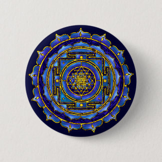 Badge Rond 5 Cm Bouton bleu de Yantra
