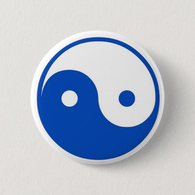 Badge Rond 5 Cm Bouton bleu de Yin-Yang (Devant)