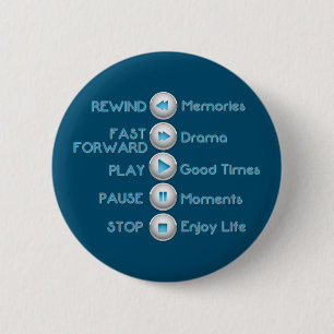 Badge Rond 5 Cm Bouton Bleu des boutons de contrôle de la vie