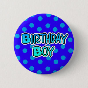 Badge Rond 5 Cm Bouton Bleu et Noir du garçon d'anniversaire