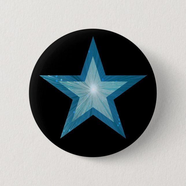 Badge Rond 5 Cm Bouton bleu étoile noir (Devant)