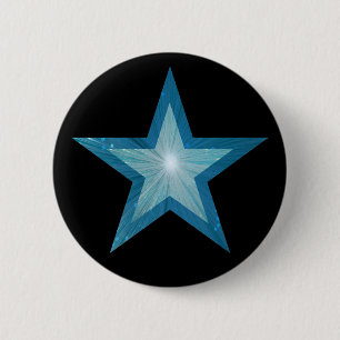 Badge Rond 5 Cm Bouton bleu étoile noir