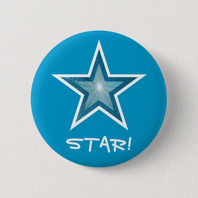 Badge Rond 5 Cm Bouton bleu étoile 'STAR' (Devant)