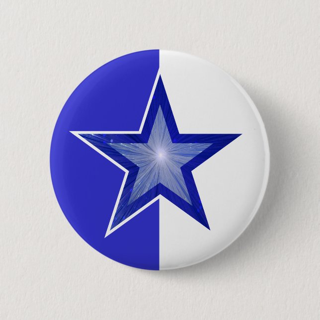 Badge Rond 5 Cm Bouton bleu foncé étoile bleu blanc (Devant)