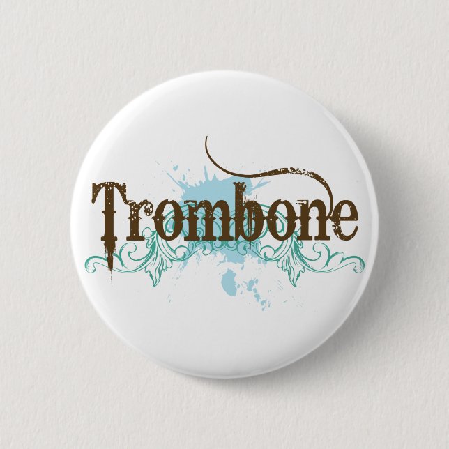 Badge Rond 5 Cm Bouton bleu frais de trombone (Devant)