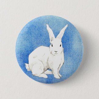 Badge Rond 5 Cm Bouton bleu lapin