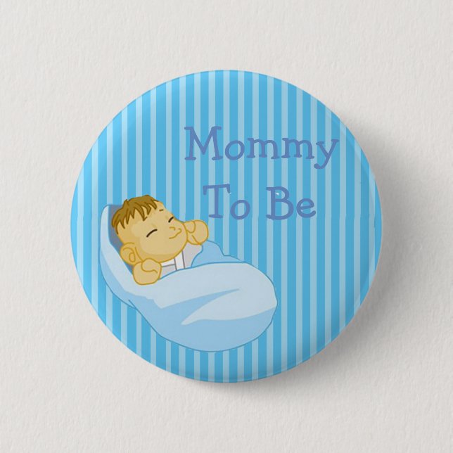 Badge Rond 5 Cm Bouton Bleu Maman Pour Être Baby shower (Devant)