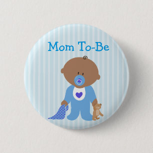 Badge Rond 5 Cm Bouton Bleu Maman Pour Être Baby shower