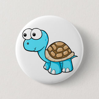 Badge Rond 5 Cm Bouton bleu mignon de tortue