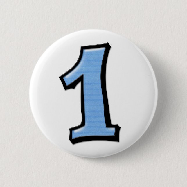 Badge Rond 5 Cm Bouton bleu Numéros stupides 1 (Devant)