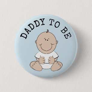 Badge Rond 5 Cm Bouton Bleu papa à Baby shower