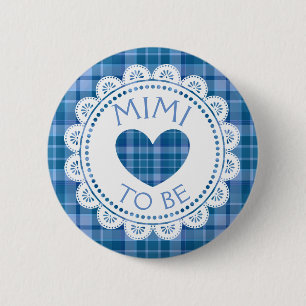 Badge Rond 5 Cm Bouton bleu Plaid Mimi to Be