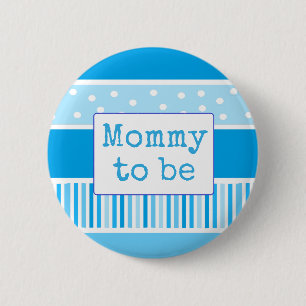 Badge Rond 5 Cm Bouton bleu Polka Dot maman pour être Baby shower