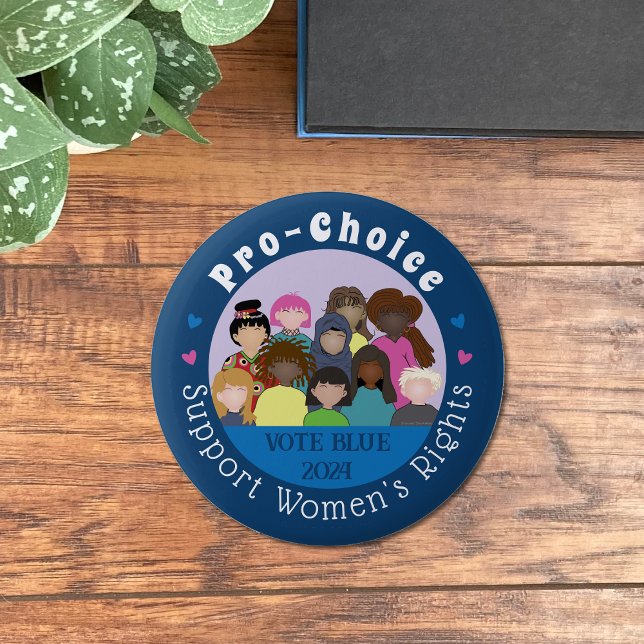 Badge Rond 5 Cm Bouton Bleu rond Droits des Femmes (Pro-Choice round blue pin button .)