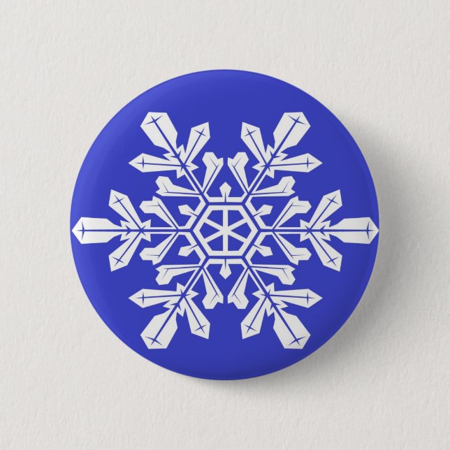 Badge Rond 5 Cm Bouton bleu Snowflake (Devant)