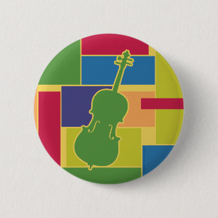 Badge Rond 5 Cm Bouton Blocs de couleur du violoncelle