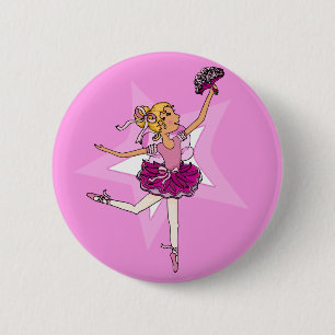 Badge Rond 5 Cm Bouton blond rose pourpre d'étoile de fille de