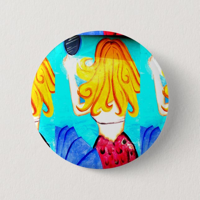 Badge Rond 5 Cm bouton blonde mermaid (Devant)