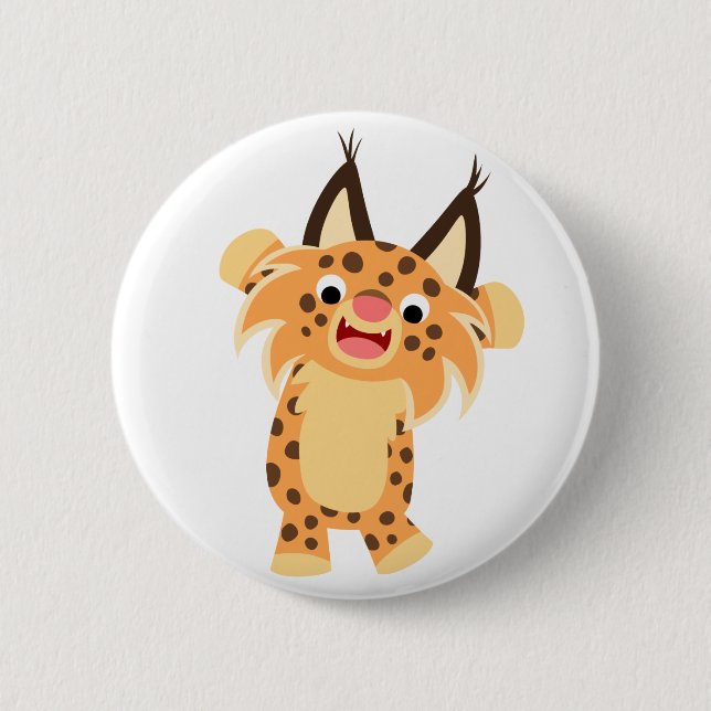 Badge Rond 5 Cm Bouton Bobcat de caricature doux Spunky (Devant)