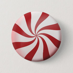 Badge Rond 5 Cm Bouton bonbon de menthe rouge et blanche