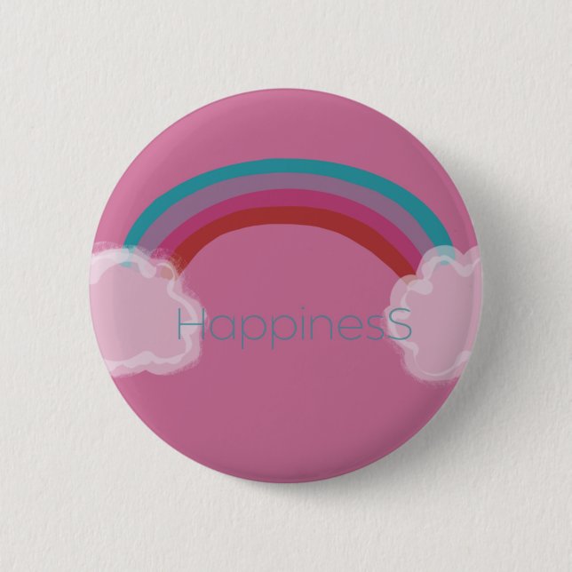 Badge Rond 5 Cm Bouton Bonheur (Devant)