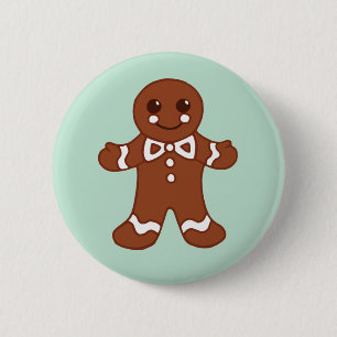 Badge Rond 5 Cm Bouton Bonhomme en pain d'épice de Noël à la menth