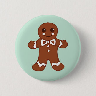 Badge Rond 5 Cm Bouton Bonhomme en pain d'épice de Noël à la menth