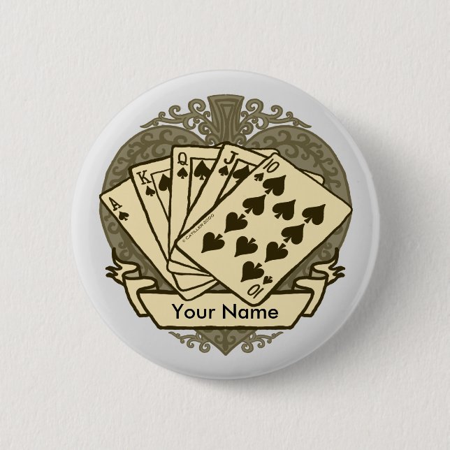 Badge Rond 5 Cm Bouton Bonne main Poker (Devant)