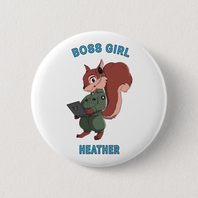 Badge Rond 5 Cm Bouton Boss Girl - Acorn Squadron Chronicles (Devant)