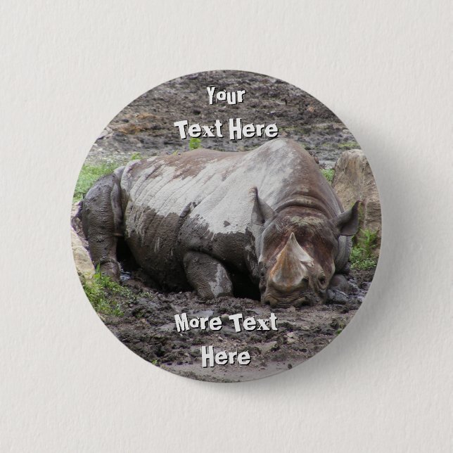 Badge Rond 5 Cm Bouton boudant de rhinocéros (Devant)