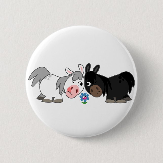 Badge Rond 5 Cm Bouton Bouton Bouton Bleu de Standoff Ponies de Ca (Devant)
