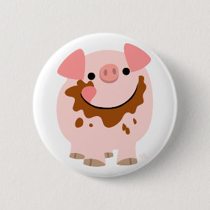 Badge Rond 5 Cm Bouton Bouton de cochon de dessin au chocolat mign