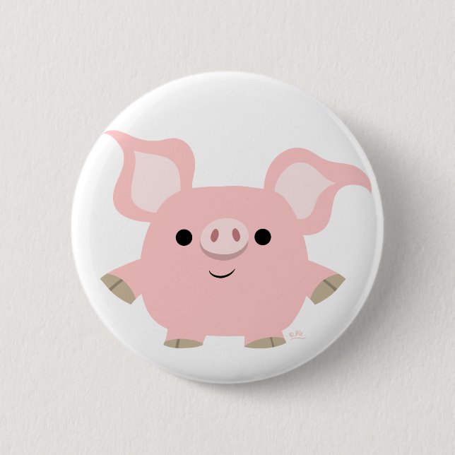 Badge Rond 5 Cm Bouton Bouton de cochon de dessin très court (Devant)