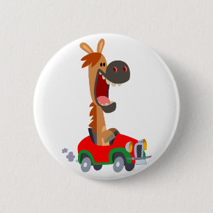 Badge Rond 5 Cm Bouton Bouton joli Motorisé Cheval de dessin