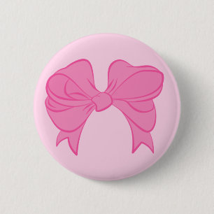 Badge Rond 5 Cm Bouton Bow rose chaud
