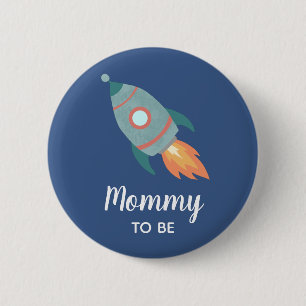Badge Rond 5 Cm Bouton Boys Rocket Ship Maman to Be Baby shower
