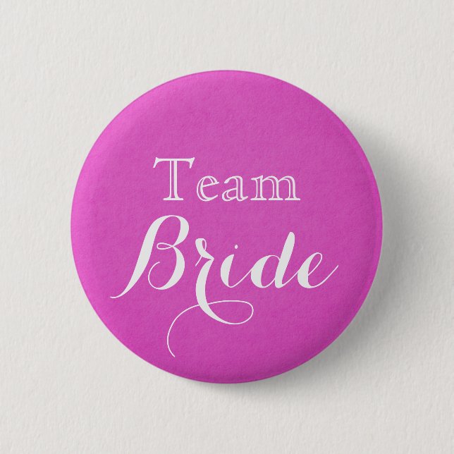 Badge Rond 5 Cm Bouton Bride équipe Mariage rose (Devant)