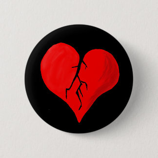 Badge Rond 5 Cm bouton brisé de coeur