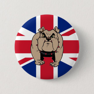 Badge Rond 5 Cm Bouton BRITANNIQUE de bouledogue d'Union Jack