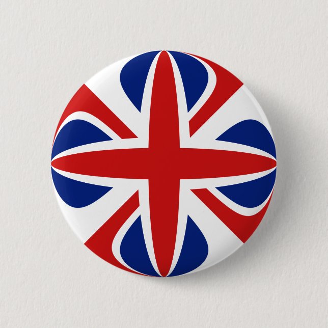 Badge Rond 5 Cm Bouton BRITANNIQUE de drapeau de Fisheye (Devant)