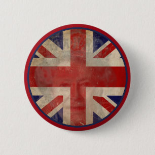 Badge Rond 5 Cm Bouton BRITANNIQUE sale de drapeau avec la Reine