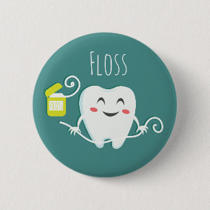 Badge Rond 5 Cm Bouton Brosser les Dents Dentiste