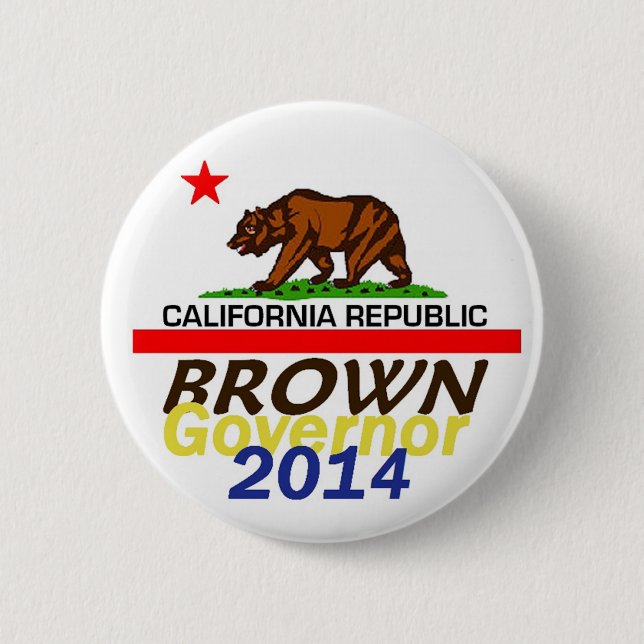 Badge Rond 5 Cm Bouton BROWN du gouverneur 2014 (Devant)