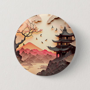 Badge Rond 5 Cm Bouton Brown rond coupé sur papier de scène chinoi