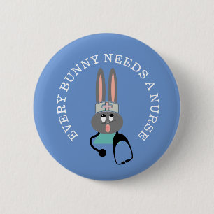 Badge Rond 5 Cm Bouton Bunny Bunny Stethoscope de l'infirmière amu